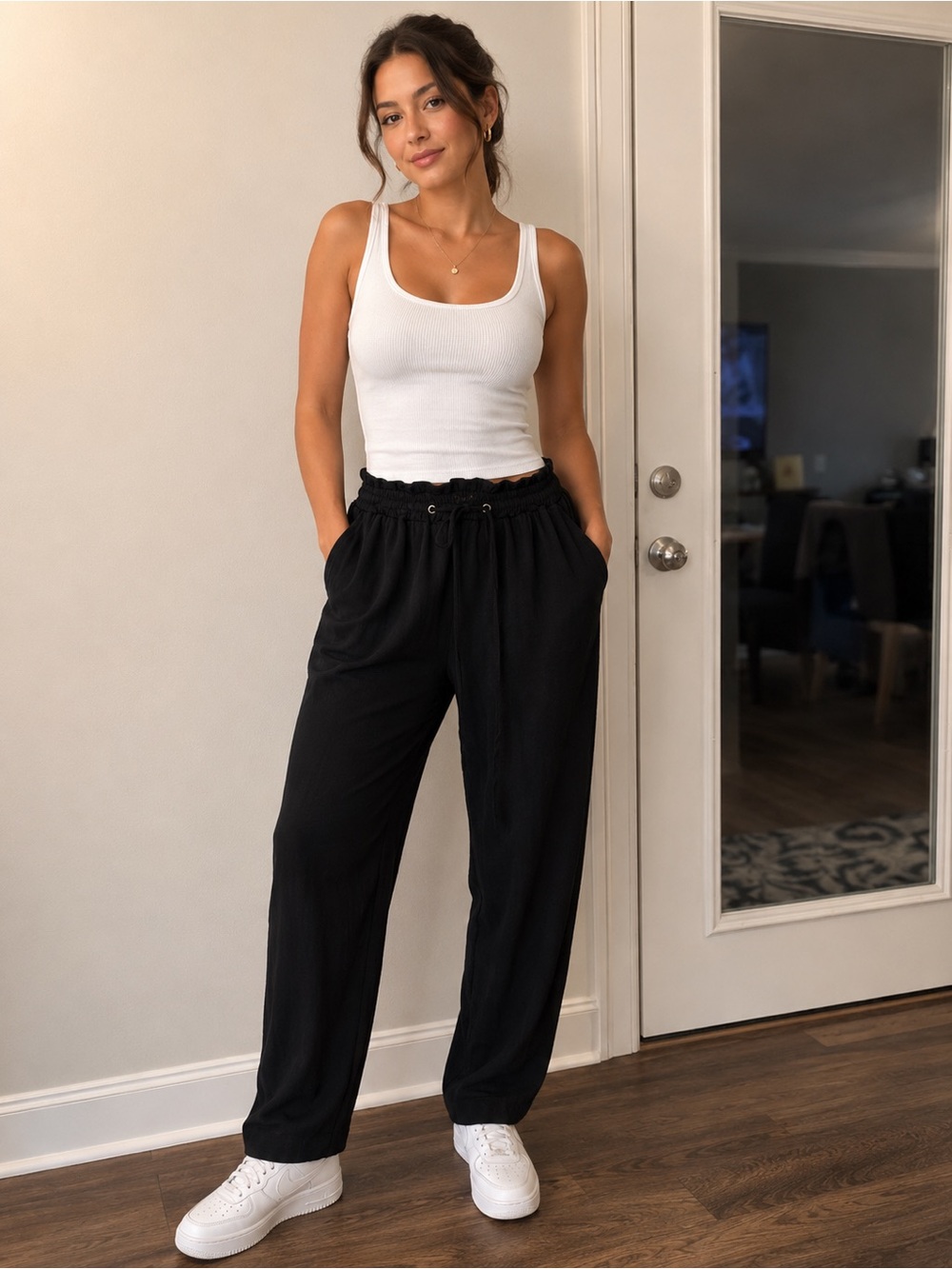 Jolt Black Cotton Elastic Waist Women’s Pants Size 13/31W
